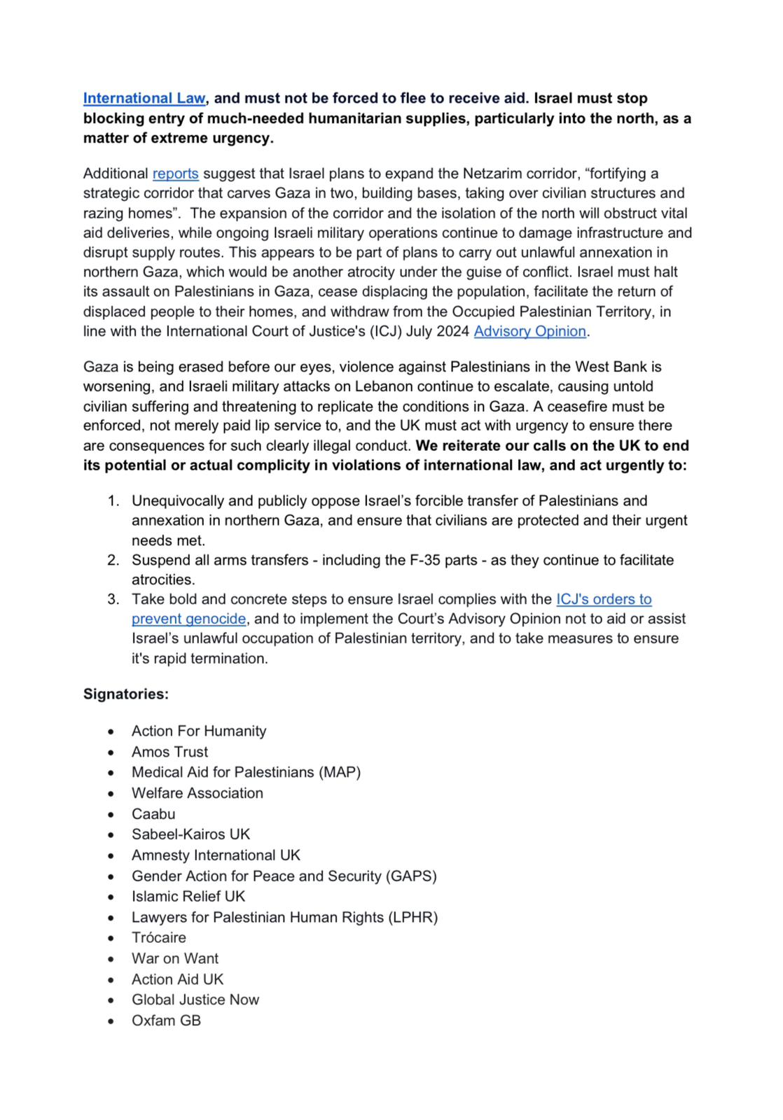 15 NGOs letter