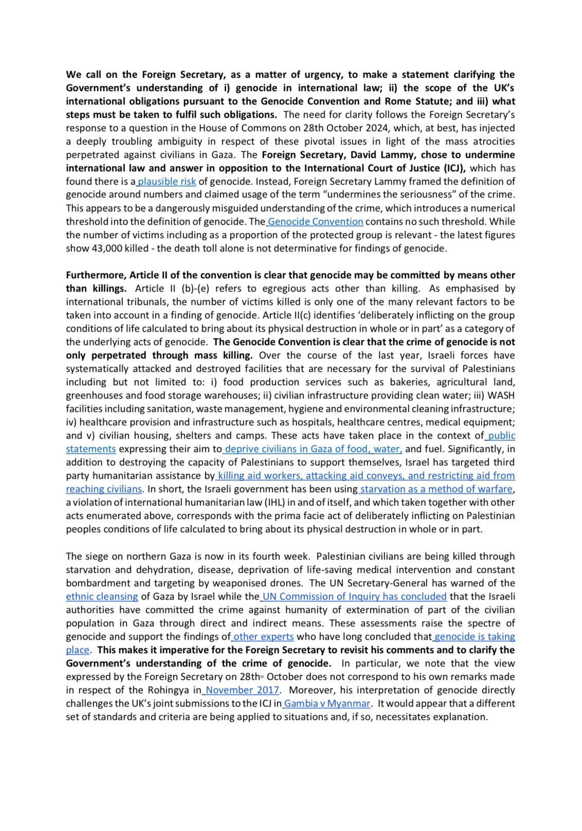 Letter on genocide