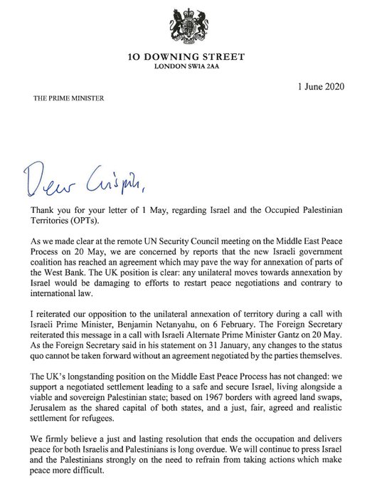 Letter from the PM on annexation