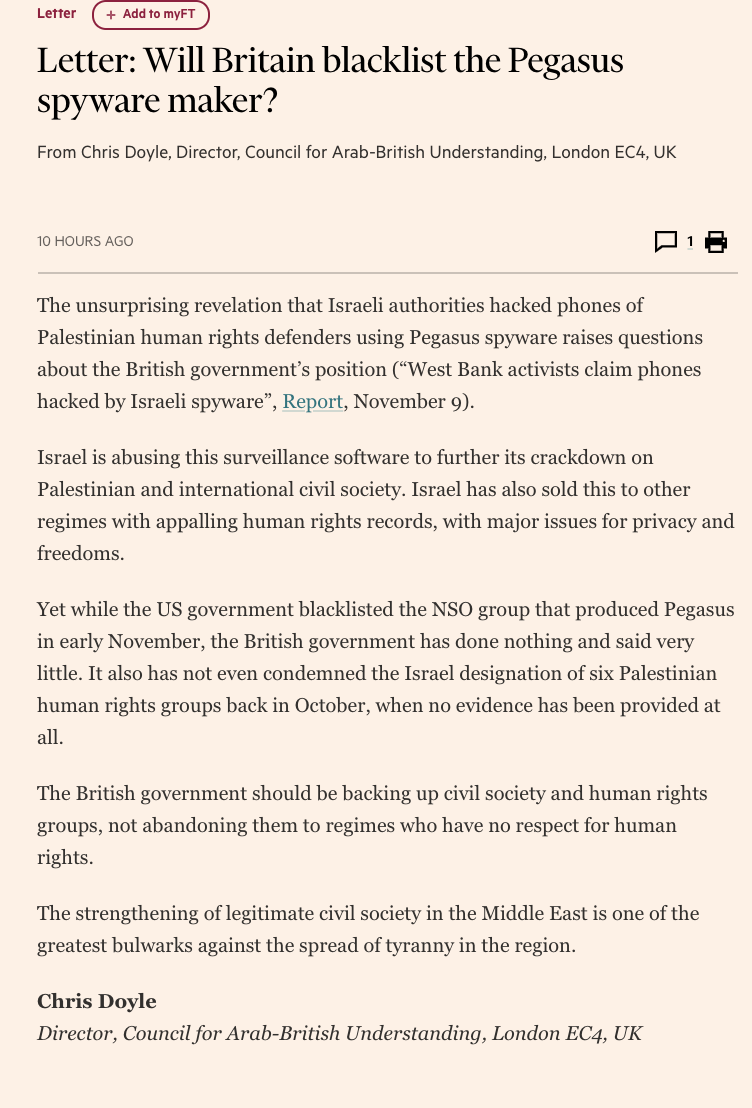 Letter in the FT