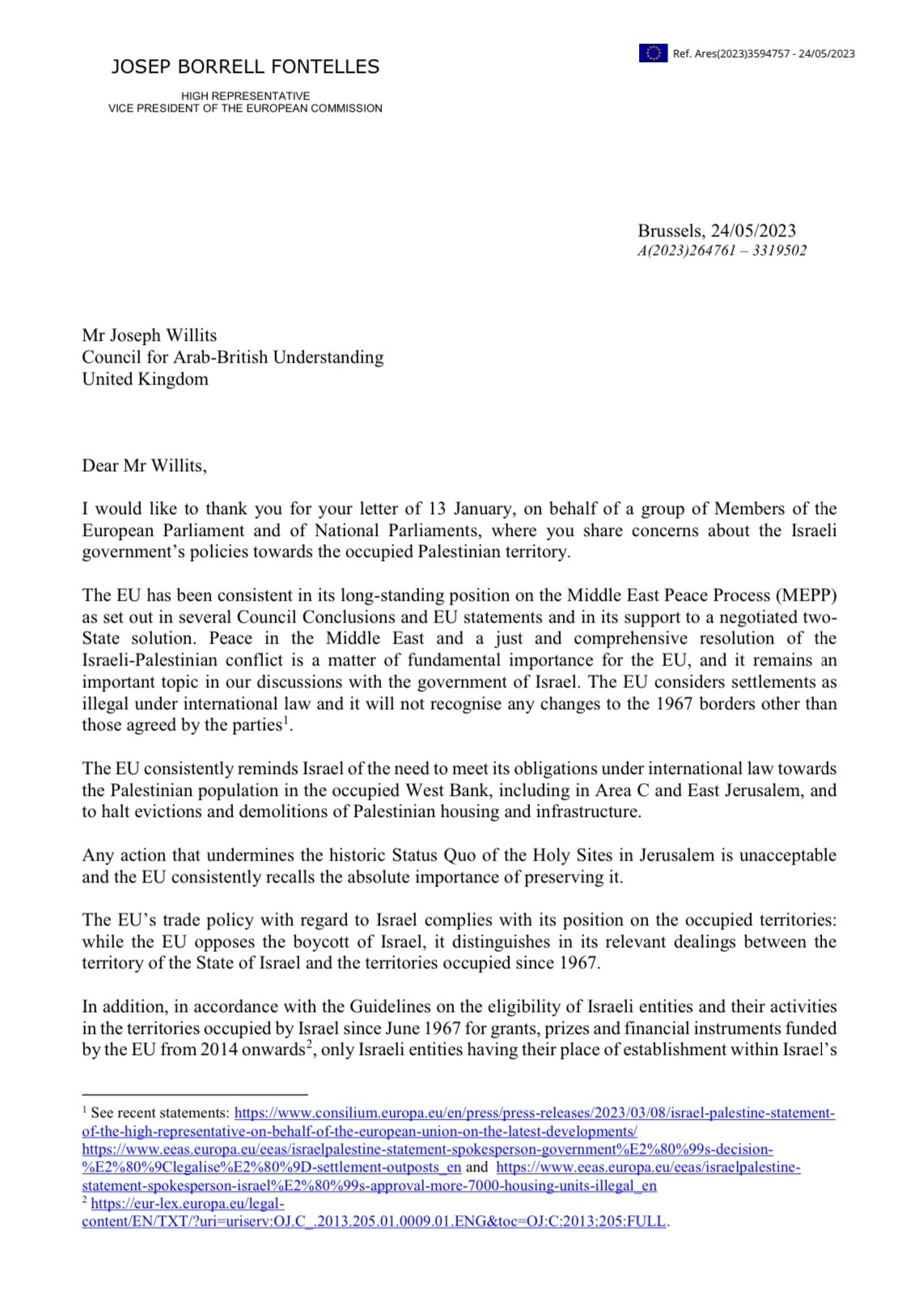 Borell letter