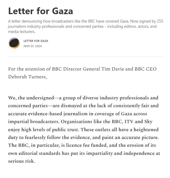 Letter for Gaza