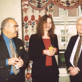 Mustapha Karkouti (left) with Gillian Watt (former staff) and David Watkins (then Treasurer)