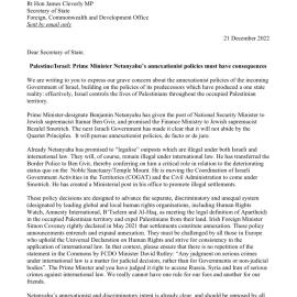 UK Parliamentarians Foreign Secretary new Israeli government annexationist policies