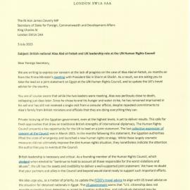 Over 100 UK Parliamentarians lay out practical steps Foreign Office can take to help free imprisoned British-Egyptian writer, Alaa Abd el-Fattah