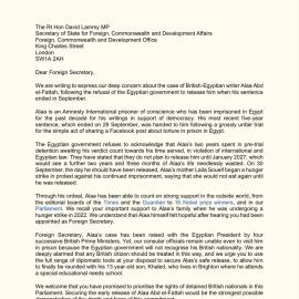 letter to Foreign Secretary