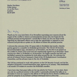 Letter from Foreign Secretary