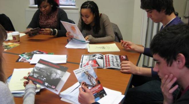 Students working