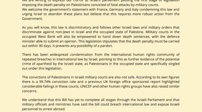 Britain-Palestine APPG death penalty law 